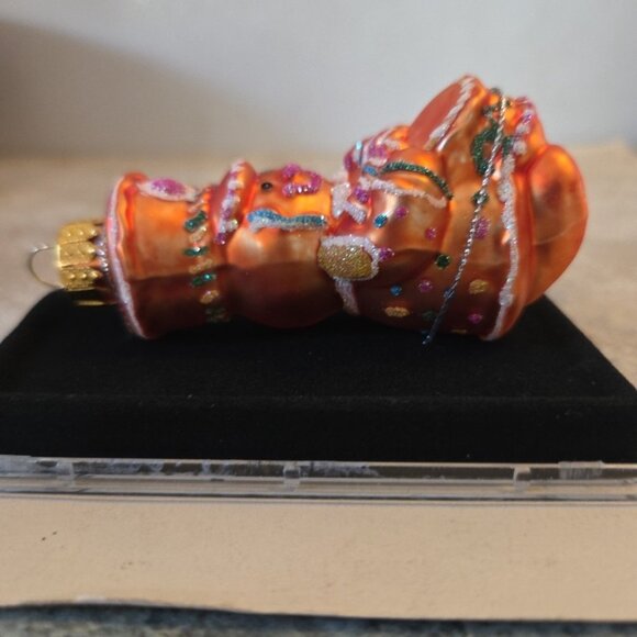 Drummer Glass Gingerbread Man Christmas Ornament In Case 3 Inches Tall - Picture 3 of 9